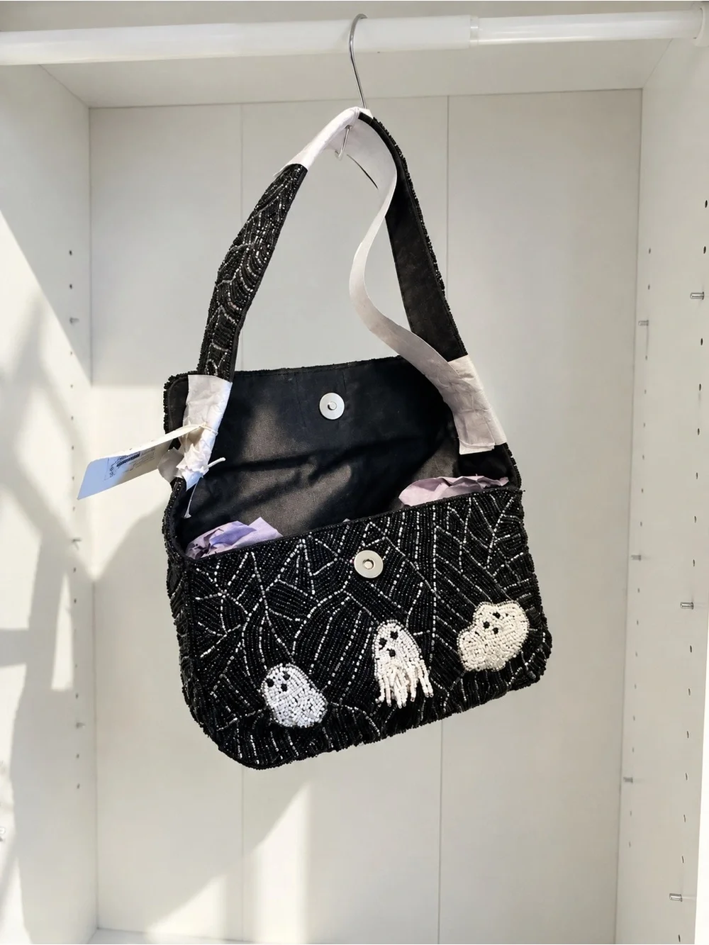 👻 SOL and MER VIRAL Handcrafted Beaded Ghost Shoulder Bag – NWT